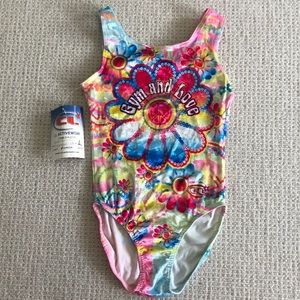Flower power gymnastics leotard
